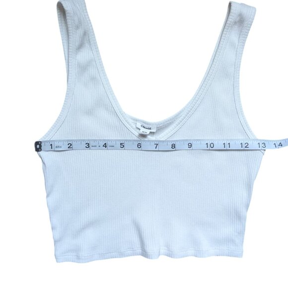 Garage White V-neck Ribbed Cropped Tank Top Women Size Medium - Picture 9 of 10